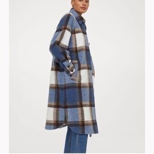 H&M blue / plaid oversized long Shacket